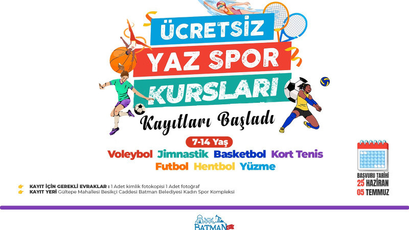 Ücretsiz Yaz Spor Kursları Kayıtları Başladı